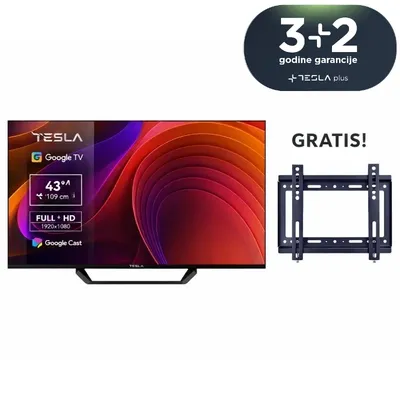 Tesla TV 43E655BFS LED 43'' (109cm) FHD, Google TV + Gratis nosač