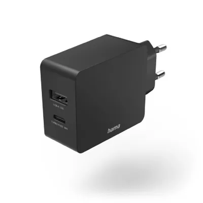 Adapter Hama USB-C + USB-a, 30W crni