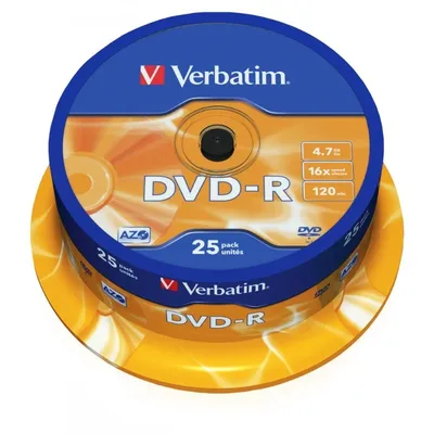 Verbatim DVD-R 4.7GB 16x Matt Silver 25/1 pack spindle (V043522)