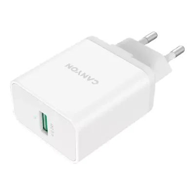 Canyon punjač H-36-01, 36W QC 3.0, bijeli, 1x USB-A