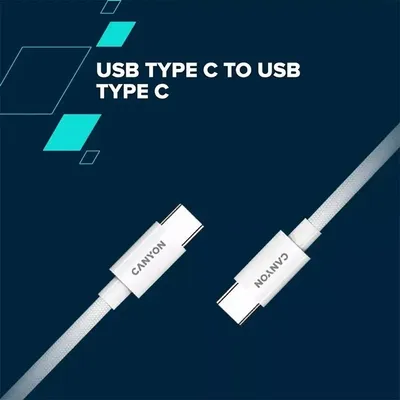 Canyon kabal CC60AB USB-C - USB-C 60W pleteni 2m, bijeli, CND-CC60AB20W