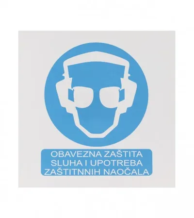 MASTER Naljepnica OBAVEZNA ZAŠTITA SLUHA I UPOTREBA ZAŠTITNIH NAOČALA 19,5x19,5cm M50816