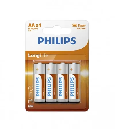 PHILIPS Baterija AA R6 R6L4B/10 1,5V 4/1 LONGLIFE