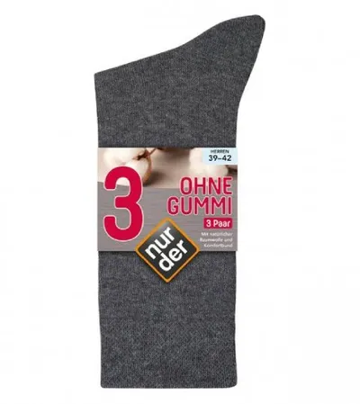 NUR DIE Čarape muške bez gume 3/1 sive 39-42 485501