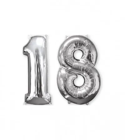 AMSCAN Balon srebreni broj 18 26" P56 3581401
