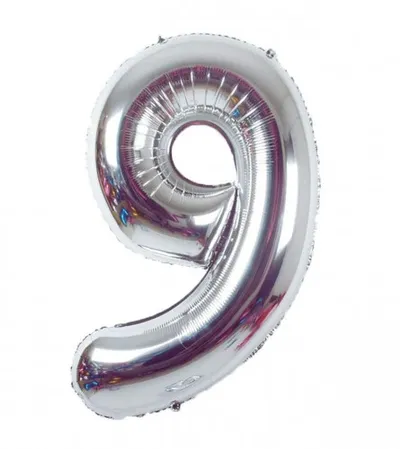 AMSCAN Balon srebrni br.9 43x66cm 3196301