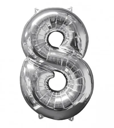 AMSCAN Balon srebrni br.8 43x66cm 3196201