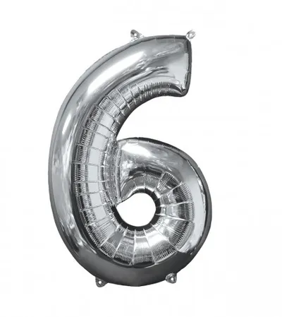 AMSCAN Balon srebrni br.6 43x66cm 3196001