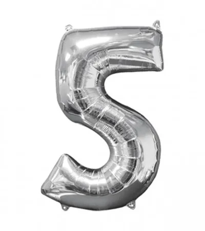 AMSCAN Balon srebrni br.5 45x66cm 3195901