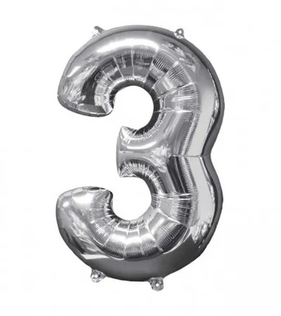 AMSCAN Balon srebrni br.3 43x66cm 3195701