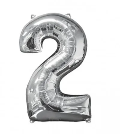 AMSCAN Balon srebrni br.2 43x66cm 3195601