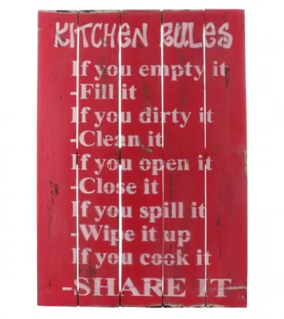 MASTER Slika ukrasna drvena 70x50cm KITCHEN RULES