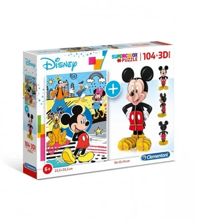 CLEMENTONI Igračka puzzle 104/1 3D Mickey 187991