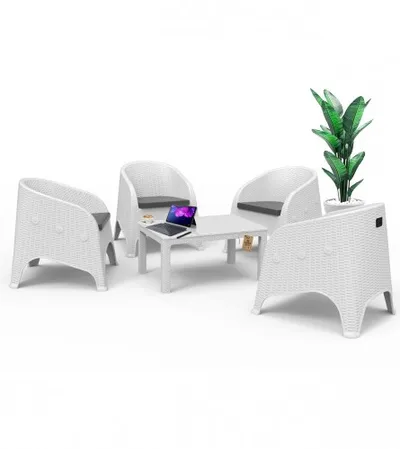 VIOLET Set sto + 4 stolice sa podmetačima bijela OLIVIA 0839