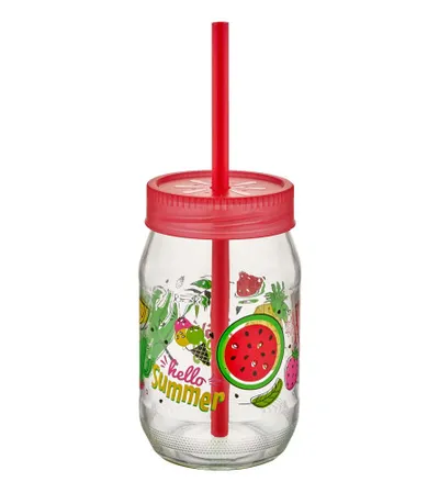 QLUX Tegla sa poklopcem i slamkom 370ml C-00162