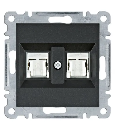 HAGER Utičnica 2XRJ45 CAT6 UTP WL2163 crna