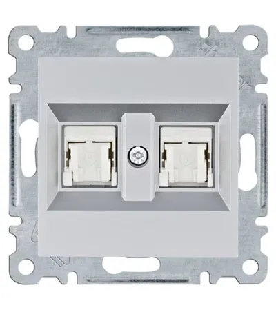 HAGER Utičnica 2XRJ45 CAT6 UTP WL2162 siva