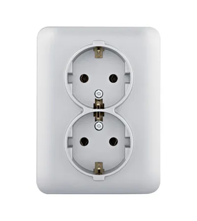 HAGER Utičnica Šuko dupla 250V Lumina WL1252 siva