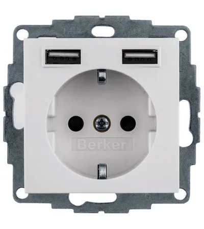 HAGER Utičnica Šuko/USB S1 B3 B7 Berker 48038989 bijela