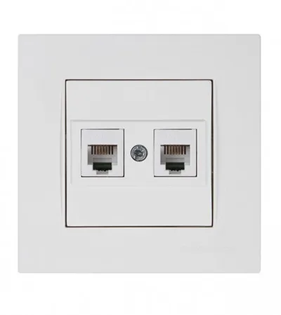 MUTLUSAN Utičnica telefonska dupla RJ12 bijela 260101