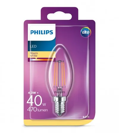 PHILIPS Sijalica LED E14 4,3W B35 2700K 7355
