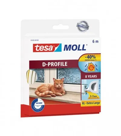 TESA Digtung za prozore TESAMOLL D-profil bijeli 6m