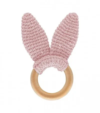 BABYJEM Glodalica za bebe drveni prsten pink 651