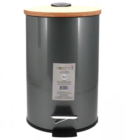 MASTER Kanta za smeće inox siva 5l sa pedalom i drvenim poklopcem 1129
