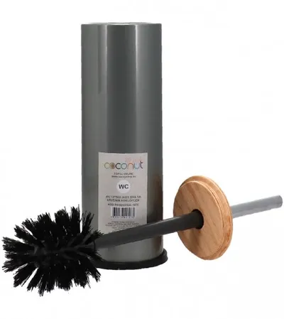 MASTER Četka za WC inox siva sa drvenim poklopcem 1075