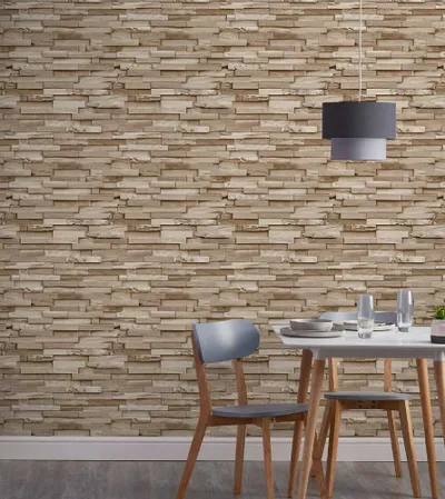 GRANDECO Tapeta s teksturom Drveni blok bež A64002