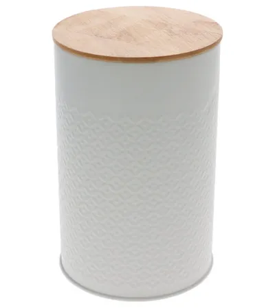 BRABANTIA Kutija metalna sa bambus poklopcem fi11 cm 1133-7726653 bijela
