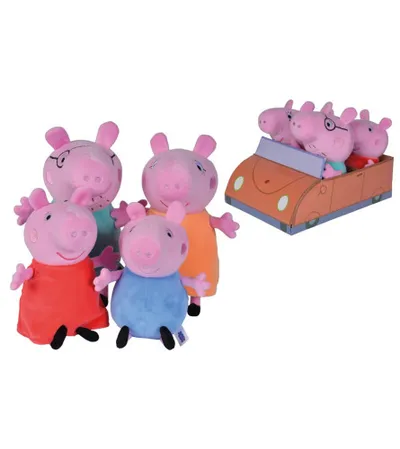 SIMBA Igračka plišana Peppa Pig porodica u automobilu 572455