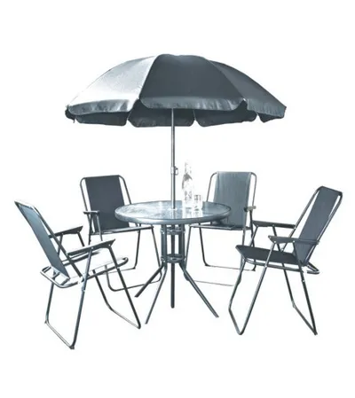 MASTER Vrtni set sto+ 4 stolice sa suncobranom 17915 sivi