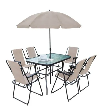 MASTER Vrtni set sto+ 6 stolica sa suncobranom 17916-1 bež
