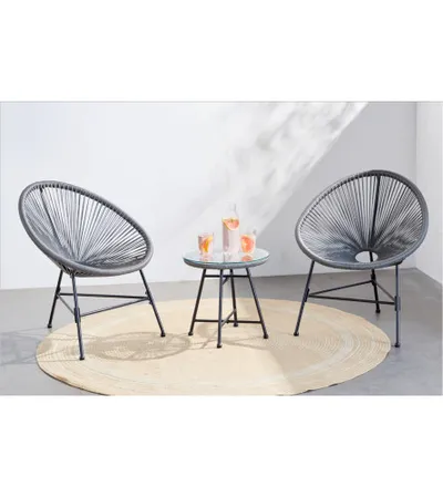 MASTER Set sto + 2 stolice RATTAN ANTRACIT 6217
