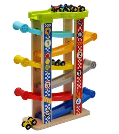 TOOKY TOY Igračka drvena staza sa 6 autića TY841