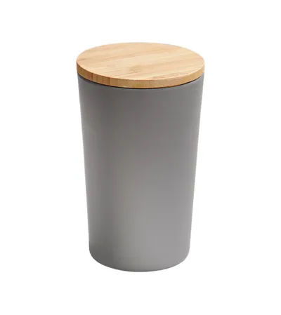 MASTER Kutija metalna sa bambus poklopcem siva H18,5cm fi11,5cm 32601