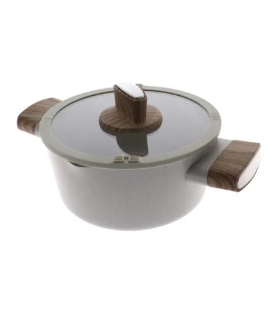 BAKERS SECRET Šerpa aluminijska sa staklenim poklopcem 20cm krem BS11435