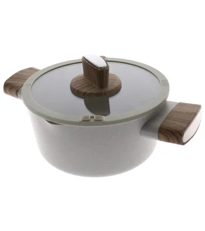 BAKERS SECRET Šerpa aluminijska sa staklenim poklopcem 24cm krem BS11436