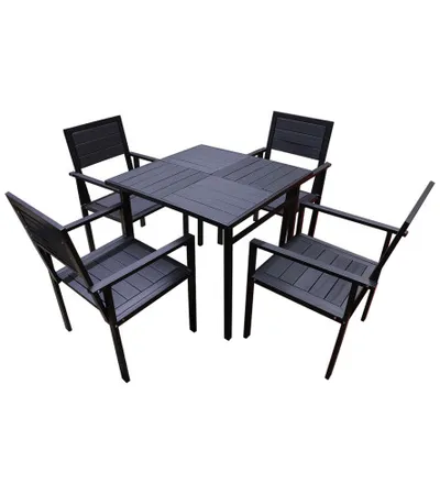 MASTER Set sto+4 stolice METAL+PVC crni WS-002
