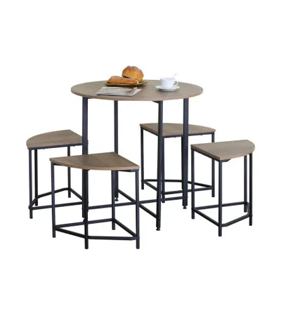 MASTER Stol+4 stolice 80x75 / 38x38x45cm YZ8075/YZ383845 tamni hrast