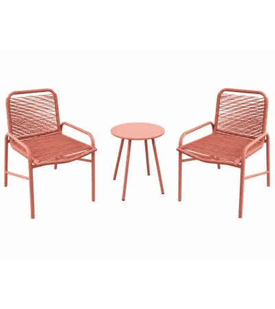 MASTER Garnitura 2 stolice+sto Rattan LUC-MN02 Pink