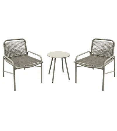 MASTER Garnitura 2 stolice+sto Rattan LUC-MN02 siva