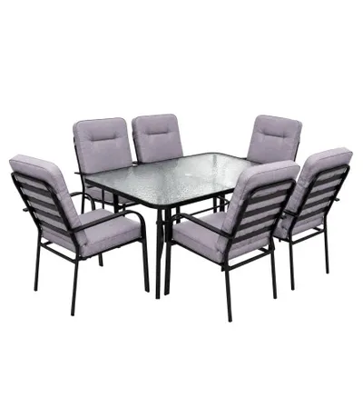 MASTER Set sto + 6 stolica metal s sivim podmetačima WMGT-017A