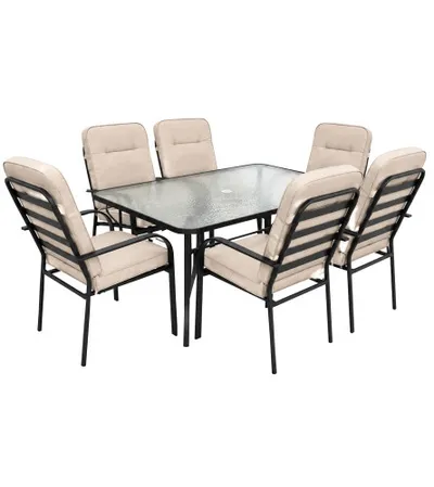 MASTER Set sto + 6 stolica metal s bež podmetačima WMGT-017A