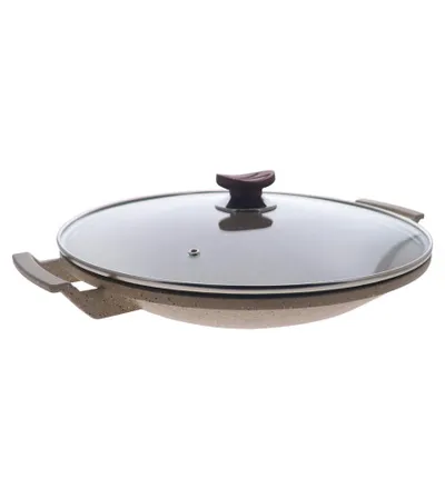 OMS Tava granitna za wok sa poklopcem fi34cm 3228 bež
