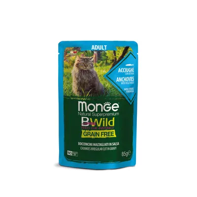 Monge Bwilde Sterilised Grain Free Inćuni sa povrćem hrana za sterilisane mačke u umaku 85 gr
