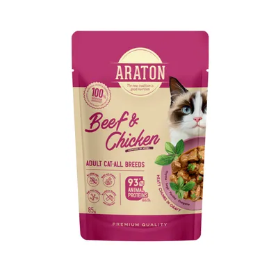 Araton Adult Cats Govedina i Piletina hrana za mačke u umaku 85 gr