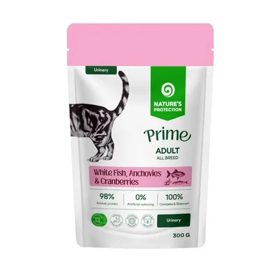 Nature's Protection Prime Urinary Cats Bijela Riba, Inćuni i Brusnica hrana za mačke u umaku 300 gr