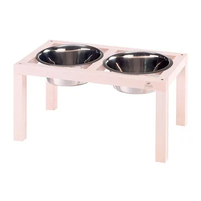 Ferplast Desco Wood 05 drveni držač sa metalnim posudama za pse i mačke 47.8×25.4×25 cm – 3.6 lit
